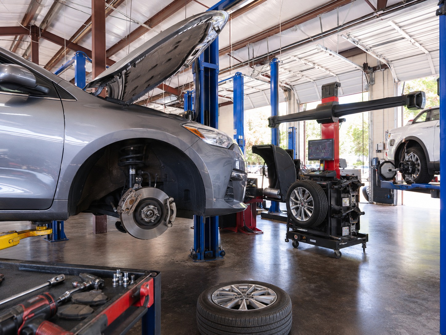 Brakes, alignment and balancing service at Auto Care USA in Houston, TX