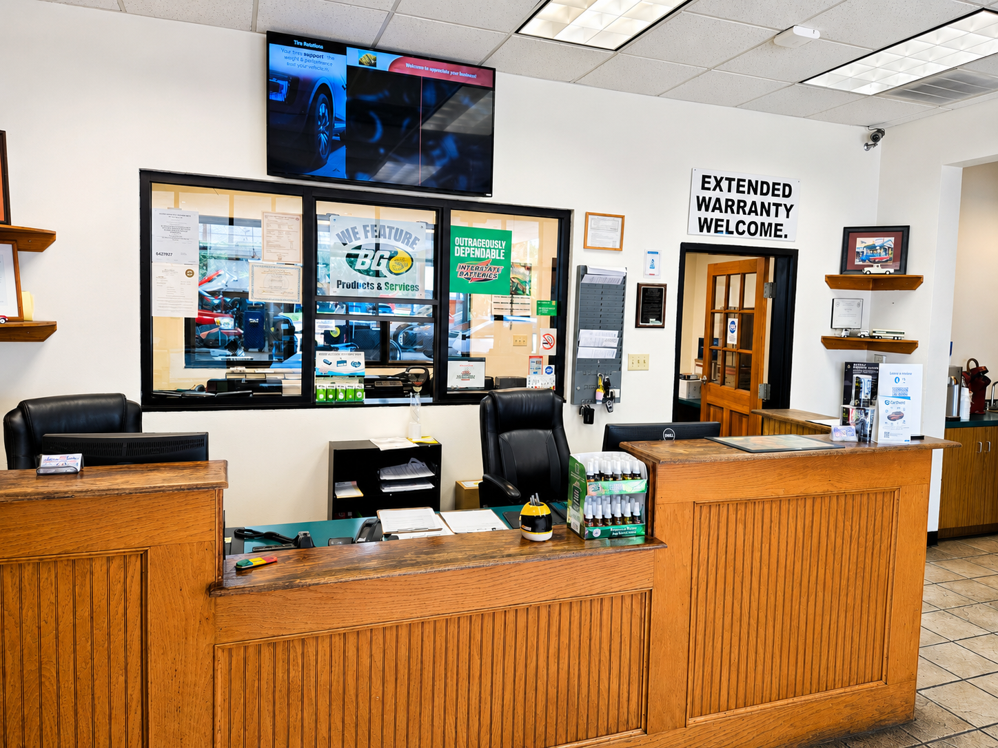 Front desk service counter at Auto Care USA Briar Forest in Houston, TX